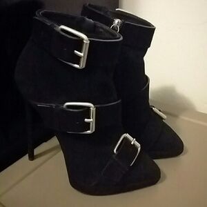 Giuseppe Zanotti Black Booties with Metallic Buckles